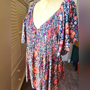 NWT Boho Floral Blouse 3x Angie